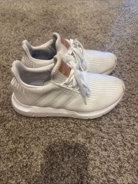 adidas Womens White Sneakers with Copper Tongue Detail